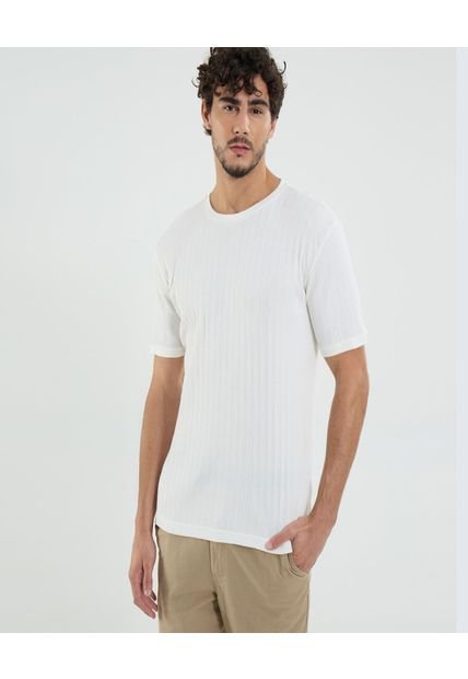 Camiseta Para Hombre Manga Corta Cuello Redondo Color Crema Marca Ostu #60091550