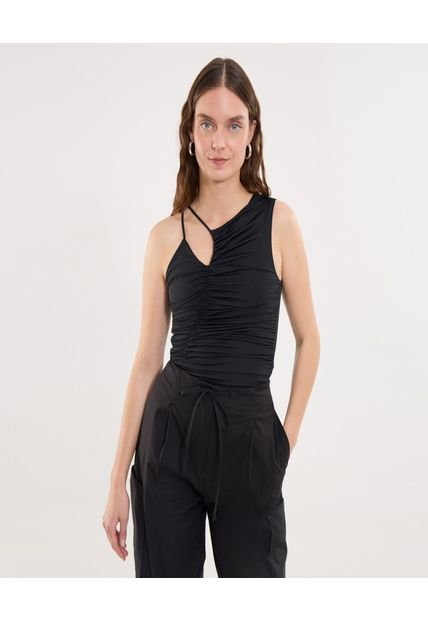 Camiseta Para Mujer Manga Sisa Cuello Redondo Color Negro Marca Ostu #40092497