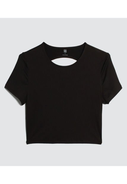Crop Top Para Mujer Manga Corta Color Negro Marca Ostu #40092089