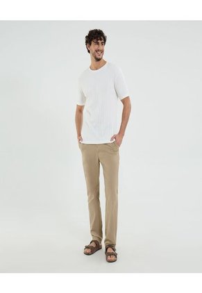 Camiseta Para Hombre Manga Corta Cuello Redondo Color Crema Marca Ostu #60091550