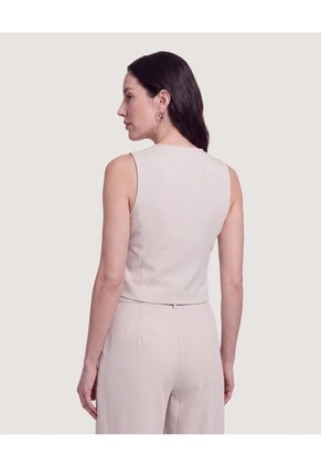 Chaleco Punto Modern  Para Mujer Beige Ostu