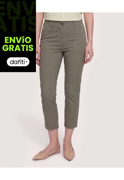 Pantalón Basico Capri  Para Mujer Verde Ostu