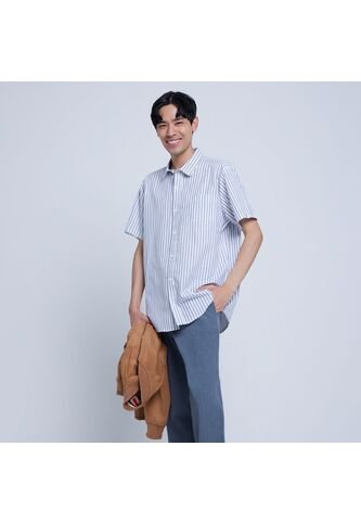 Camisa Para Hombre Manga Corta Con Bolsillo Color Azul  Marca Ostu #60010635 Ostu