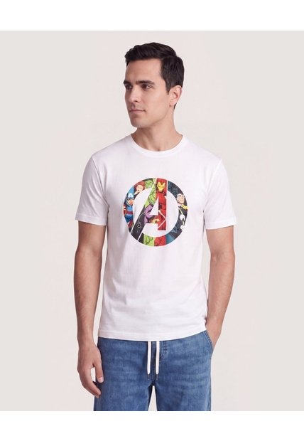 Camiseta Avengers Circle Art  Para Hombre Crema Ostu