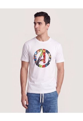 Camiseta Avengers Circle Art Para Hombre Crema Ostu