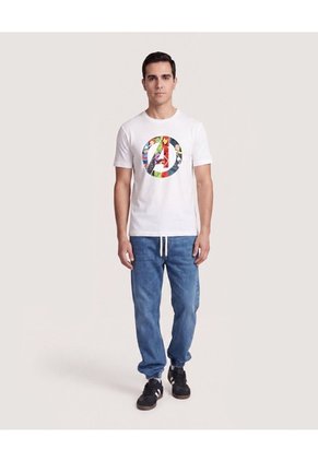 Camiseta Avengers Circle Art Para Hombre Crema Ostu