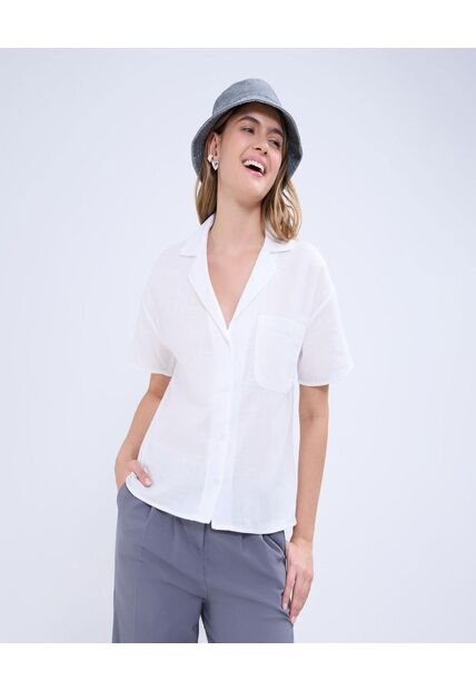 Camisa Para Mujer Manga Corta Color Blanco Marca Ostu #40010269