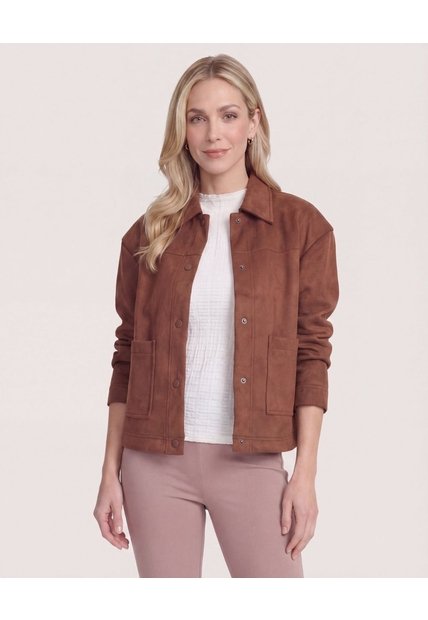 Chaqueta Con Bolsillos  Para Mujer Café Ostu
