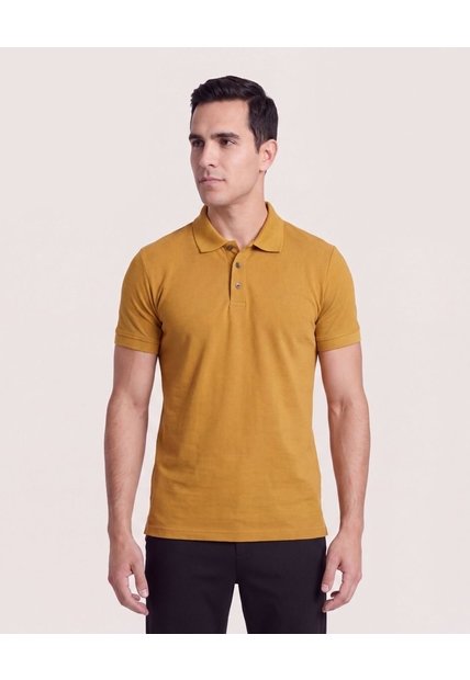 Polo Basica  Para Hombre Mostaza Ostu