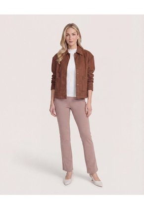 Chaqueta Con Bolsillos  Para Mujer Café Ostu