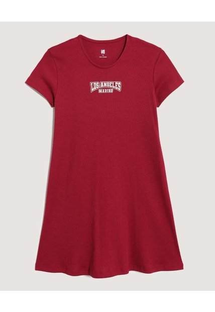 Vestido Con Estampado Frontal Para Niña  Infantil Niña Vino Ostu