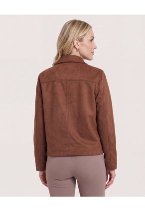 Chaqueta Con Bolsillos  Para Mujer Café Ostu