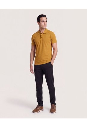 Polo Basica  Para Hombre Mostaza Ostu