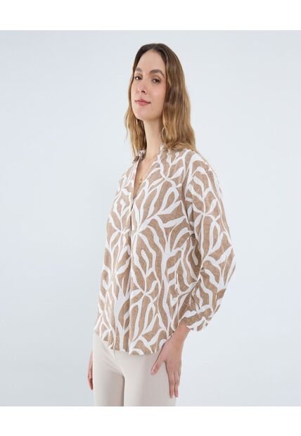 Camisa Para Mujer Manga 3/4 Color Hueso Marca Ostu #40010299