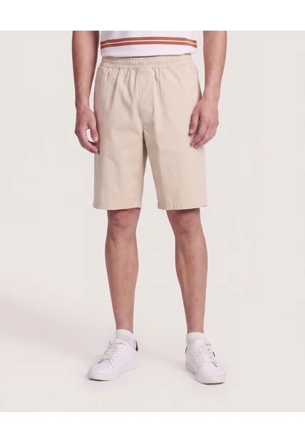 Bermuda Básica Con Bolsillos  Para Hombre Beige Ostu