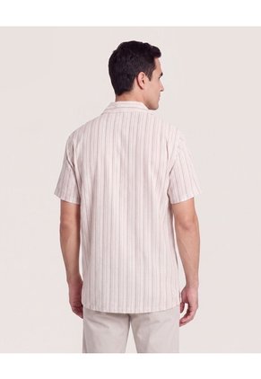 Camisa Resort De Manga Corta  Para Hombre Crema Ostu