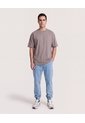 Camiseta Relaxed Estampado Posterior  Para Hombre Café Ostu de Ostu