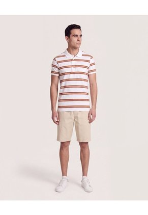 Bermuda Básica Con Bolsillos  Para Hombre Beige Ostu