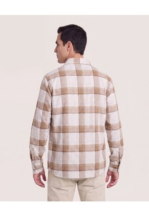 Camisa Leñadora  Para Hombre Beige Ostu