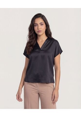 Blusa  Para Mujer Manga Corta Color Negro Marca Ostu #40121107 Ostu