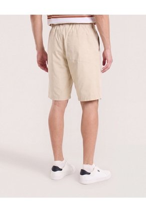 Bermuda Básica Con Bolsillos  Para Hombre Beige Ostu