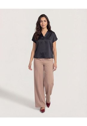 Blusa  Para Mujer Manga Corta Color Negro Marca Ostu #40121107