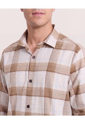 Camisa Leñadora  Para Hombre Beige Ostu