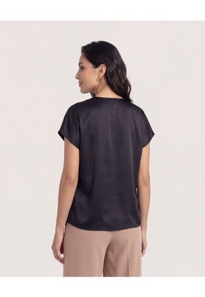 Blusa  Para Mujer Manga Corta Color Negro Marca Ostu #40121107