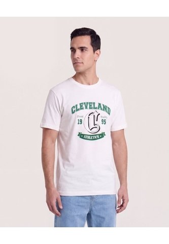 Camiseta Cleveland Regular  Para Hombre Crema Ostu Ostu