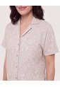 Camisa Boxy Cuello Resort  Para Mujer Café Ostu de Ostu