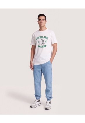 Camiseta Cleveland Regular Para Hombre Crema Ostu