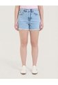 Short Mom Con Pedrería Decorativa  Para Mujer Azul Ostu de Ostu