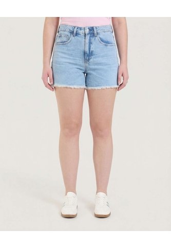 Short Mom Con Pedrería Decorativa  Para Mujer Azul Ostu Ostu