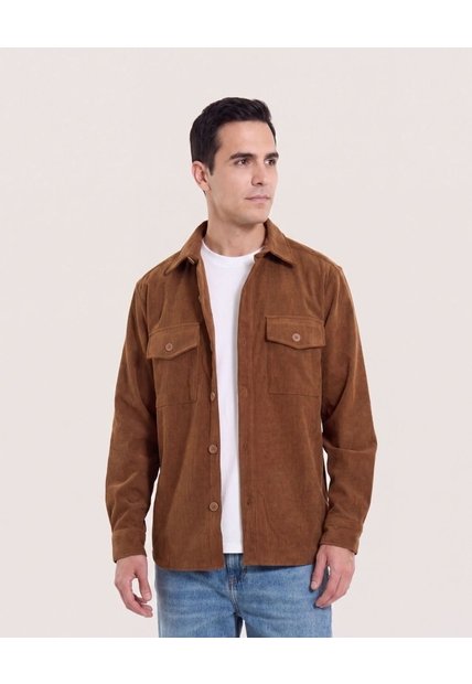Chaqueta Con Bolsillos De Tapa  Para Hombre Camel Ostu
