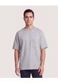 Camiseta Oversize Con Bolsillo  Para Hombre Gris Ostu de Ostu