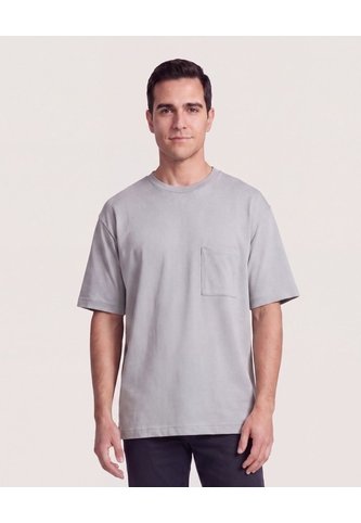 Camiseta Oversize Con Bolsillo  Para Hombre Gris Ostu Ostu
