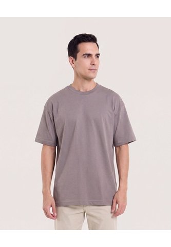 Camiseta Relaxed Básica Unicolor  Para Hombre Café Ostu Ostu