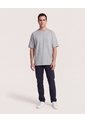 Camiseta Oversize Con Bolsillo  Para Hombre Gris Ostu de Ostu