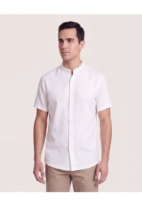 Camisa Manga Larga Con Bolsillo Para Hombre Crema Ostu