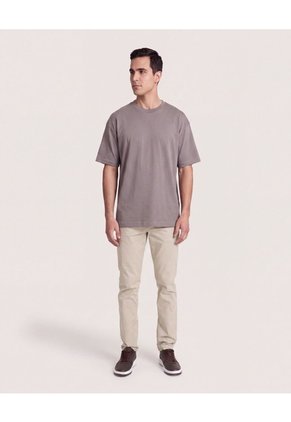 Camiseta Relaxed Básica Unicolor Para Hombre Café Ostu
