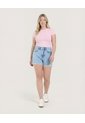 Short Mom Con Pedrería Decorativa  Para Mujer Azul Ostu de Ostu