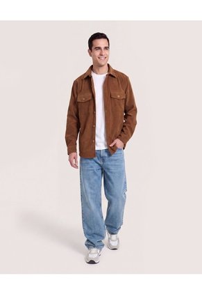 Chaqueta Con Bolsillos De Tapa  Para Hombre Camel Ostu