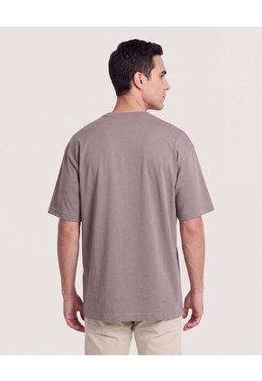 Camiseta Relaxed Básica Unicolor Para Hombre Café Ostu