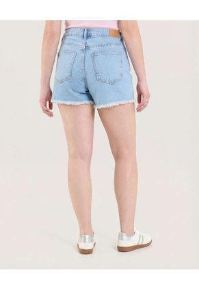 Short Mom Con Pedrería Decorativa  Para Mujer Azul Ostu