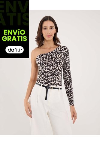 Body Para Mujer Manga Larga Color Beige Marca Ostu #40200206 Ostu