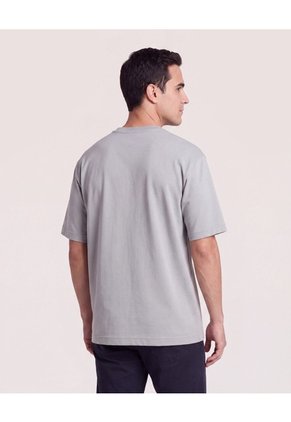 Camiseta Oversize Con Bolsillo  Para Hombre Gris Ostu
