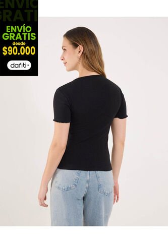 Camiseta Para Mujer Manga Corta Moda Color Negro Marca Ostu #40092625 Ostu