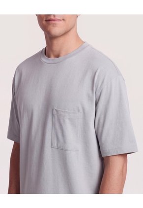Camiseta Oversize Con Bolsillo  Para Hombre Gris Ostu