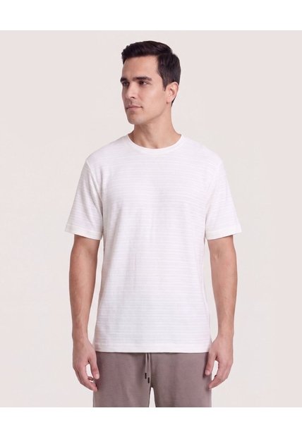 Camiseta Regular Preteñida Klang  Para Hombre Crema Ostu