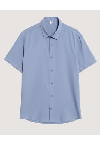 Camisa  Para Hombre Manga Corta Sin Bolsillo Cuello C Color Azul Marca Ostu #60010906 Ostu